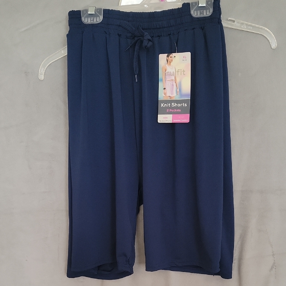 Tru|fit 2 Pockets All in Motion Navy Knit Shorts, Stretch Waist, Size XL 31-33